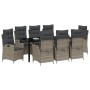 Conjunto de Comedor de Jardín 9 pcs Gris ratán sintético