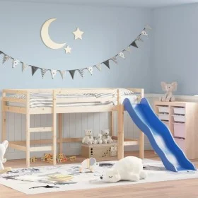 Cama alta para niños con tobogán madera maciza pino 80x200 cm de , Camas y somieres - Ref: Foro24-835904, Precio: 255,03 €, D...