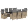 Conjunto de Comedor de Jardín 9 pcs Beige ratán sintético
