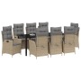 Conjunto de Comedor de Jardín 9 pcs Beige ratán sintético