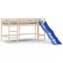High bed for children with slide solid pine wood 80x200 cm by , Beds and slatted bases - Ref: Foro24-835904, Price: 255,03 €,...