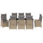 Conjunto de Comedor de Jardín 9 pcs Beige ratán sintético