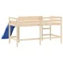 High bed for children with slide solid pine wood 80x200 cm by , Beds and slatted bases - Ref: Foro24-835904, Price: 255,03 €,...