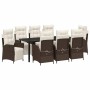 Conjunto de Comedor de Jardín 9 pcs Marrón Poliratán