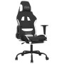 Silla gaming de masaje con reposapiés tela negro y blanco