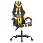 Silla gaming giratoria cuero sintético negro y dorado