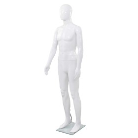 Maniquí de hombre completo base vidrio blanco brillante 185 cm