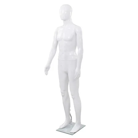 Maniquí de hombre completo base vidrio blanco brillante 185 cm de vidaXL, Maniquís - Ref: Foro24-142926, Precio: 201,59 €, De...