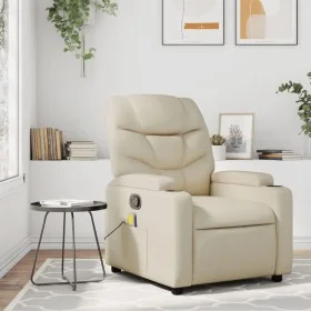Cream Synthetic Leather Massage Recliner by , Armchairs - Ref: Foro24-372473, Price: 235,59 €, Discount: %