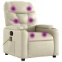 Sillón reclinable de masaje cuero sintético crema de , Sillones - Ref: Foro24-372473, Precio: 235,57 €, Descuento: %