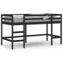 Cama alta de niños escalera madera maciza pino negra 90x200 cm