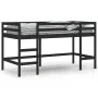 Cama alta de niños escalera madera maciza pino negra 90x200 cm de , Camas y somieres - Ref: Foro24-835900, Precio: 180,31 €, ...
