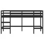 Cama alta de niños escalera madera maciza pino negra 90x200 cm de , Camas y somieres - Ref: Foro24-835900, Precio: 180,31 €, ...