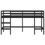 Kinder-Hochbettleiter aus massivem schwarzem Kiefernholz 90x200 cm von , Betten und Lattenroste - Ref: Foro24-835900, Preis: ...