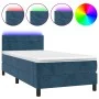 Box spring bed with mattress and LED dark blue velvet 90x200 cm by , Beds and slatted bases - Ref: Foro24-3134445, Price: 303...