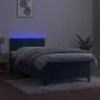 Box spring bed with mattress and LED dark blue velvet 90x200 cm by , Beds and slatted bases - Ref: Foro24-3134445, Price: 303...