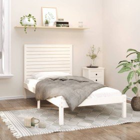Estructura de cama madera maciza de pino blanca 90x200 cm Estructura de cama madera maciza de pino blanca 90x200 cm