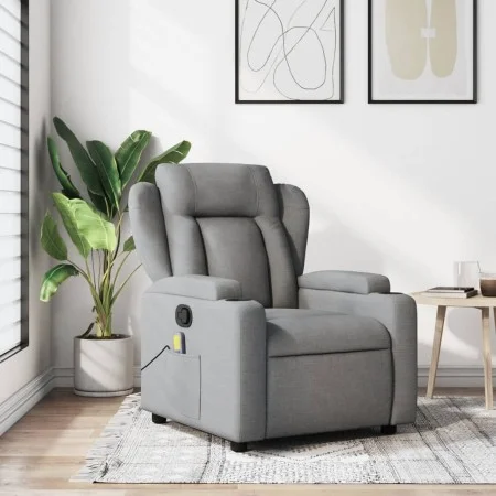 Sillón reclinable de masaje de tela gris claro de , Sillones - Ref: Foro24-372415, Precio: 256,63 €, Descuento: %