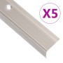Perfiles de peldaños forma de L 5 uds aluminio champán 90 cm