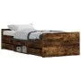 Bed frame with smoked oak headboard and footboard 90x190cm by , Beds and slatted bases - Ref: Foro24-3203814, Price: 172,87 €...
