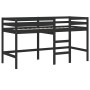 Cama alta de niños escalera madera maciza pino negra 90x190 cm de , Camas y somieres - Ref: Foro24-835894, Precio: 182,60 €, ...