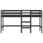 Cama alta de niños escalera madera maciza pino negra 90x190 cm de , Camas y somieres - Ref: Foro24-835894, Precio: 182,60 €, ...