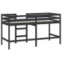 Cama alta de niños escalera madera maciza pino negra 90x190 cm de , Camas y somieres - Ref: Foro24-835894, Precio: 182,60 €, ...