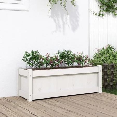 Pflanzkübel aus massivem Kiefernholz weiß 90x31x31 cm von , Töpfe und Pflanzgefäße - Ref: Foro24-837451, Preis: 55,81 €, Raba...