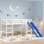 Children's high bed with slide solid white wood 90x190 cm by , Beds and slatted bases - Ref: Foro24-835911, Price: 299,33 €, ...