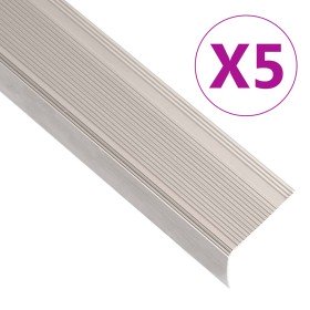 Perfiles de peldaños forma de L 5 uds aluminio champán 90 cm