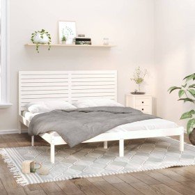 Estructura de cama madera maciza blanco Supe King 180x200 cm Estructura de cama madera maciza blanco Supe King 180x200 cm