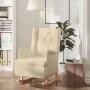 Sillón con patas mecedoras madera maciza caucho y tela crema de , Sillones - Ref: Foro24-329414, Precio: 233,98 €, Descuento: %