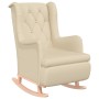 Sillón con patas mecedoras madera maciza caucho y tela crema de , Sillones - Ref: Foro24-329414, Precio: 237,58 €