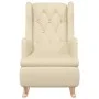 Sessel mit Schaukelbeinen, massivem Gummiholz und cremefarbenem Stoff von , Sessel - Ref: Foro24-329414, Preis: 231,40 €, Rab...
