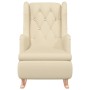 Sillón con patas mecedoras madera maciza caucho y tela crema de , Sillones - Ref: Foro24-329414, Precio: 237,58 €