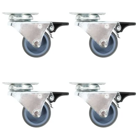 Double swivel wheels with double brakes 4 units 50 mm by , Material handling - Ref: Foro24-143439, Price: 18,57 €, Discount: %