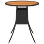 Mesa de comedor de jardín ratán sintético acacia negro Ø 70 cm