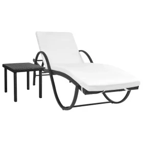 Garden lounger with cushion and black synthetic rattan table by vidaXL, Loungers - Ref: Foro24-42886, Price: 153,84 €, Discou...