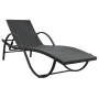 Tumbona de jardín con cojín y mesita ratán sintético negro de vidaXL, Tumbonas - Ref: Foro24-42886, Precio: 144,80 €