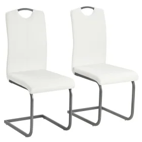 Cantilever dining chairs 2 units white synthetic leather by vidaXL, dining chairs - Ref: Foro24-246195, Price: 120,75 €, Disc...