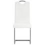 Sillas voladizas de comedor 2 unidades cuero sintético blanco