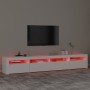 Mueble de TV con luces LED blanco 240x35x40 cm de , Muebles TV - Ref: Foro24-3152722, Precio: 178,84 €, Descuento: %
