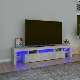 Mueble de TV con luces LED gris hormigón 200x36,5x40 cm de , Muebles TV - Ref: Foro24-3152813, Precio: 122,86 €, Descuento: %