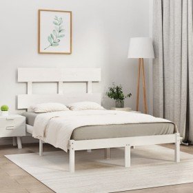 Estructura de cama de madera maciza pino blanca 160x200 cm Estructura de cama de madera maciza pino blanca 160x200 cm