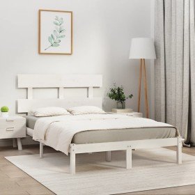 Estructura de cama madera maciza blanco Supe King 180x200 cm Estructura de cama madera maciza blanco Supe King 180x200 cm