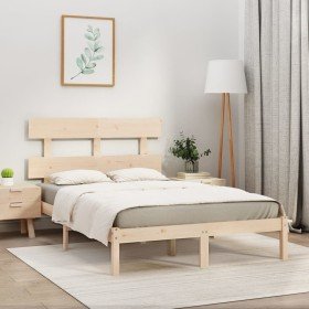 Estructura de cama de madera maciza 200x200 cm Estructura de cama de madera maciza 200x200 cm