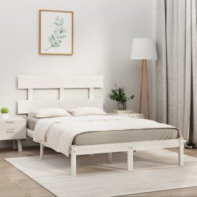 Estructura de cama madera maciza blanco 200x200 cm Estructura de cama madera maciza blanco 200x200 cm