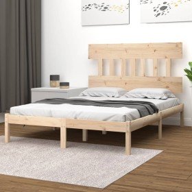 Estructura de cama madera maciza de pino 140x190 cm Estructura de cama madera maciza de pino 140x190 cm