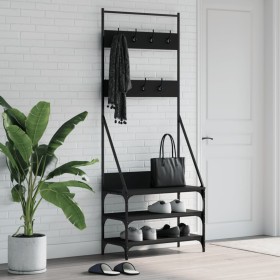 Coat rack with black shoe rack 72x34x184 cm by , Dresser Organizers and Bar Hangers - Ref: Foro24-837827, Price: 75,01 €, Dis...