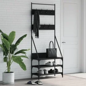 Coat rack with black shoe rack 72x34x184 cm by , Dresser Organizers and Bar Hangers - Ref: Foro24-837827, Price: 74,02 €, Dis...